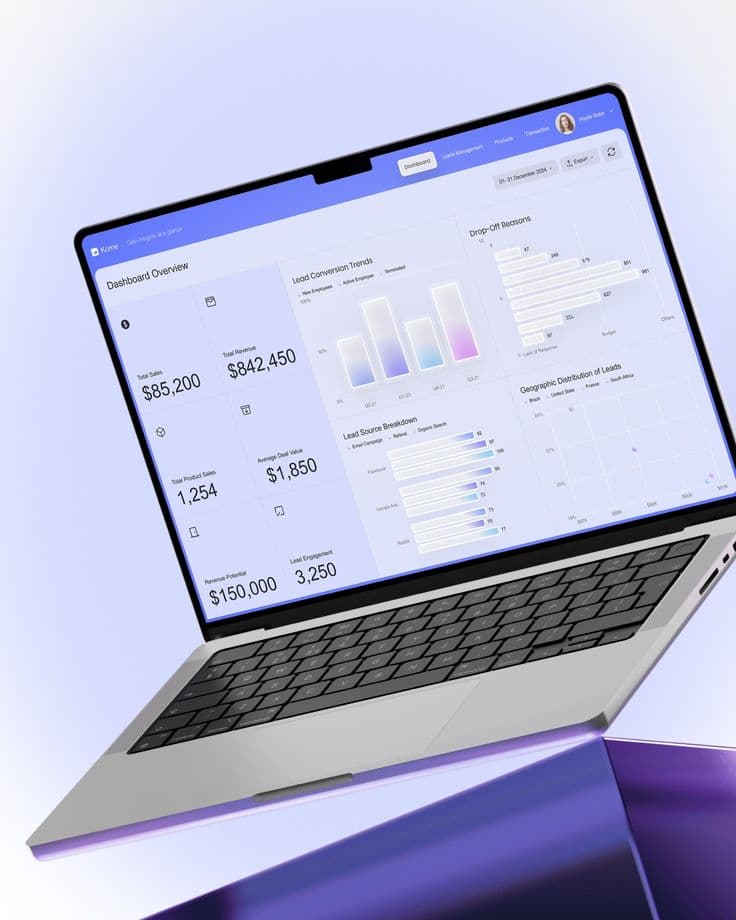SaaS product dashboard on laptop